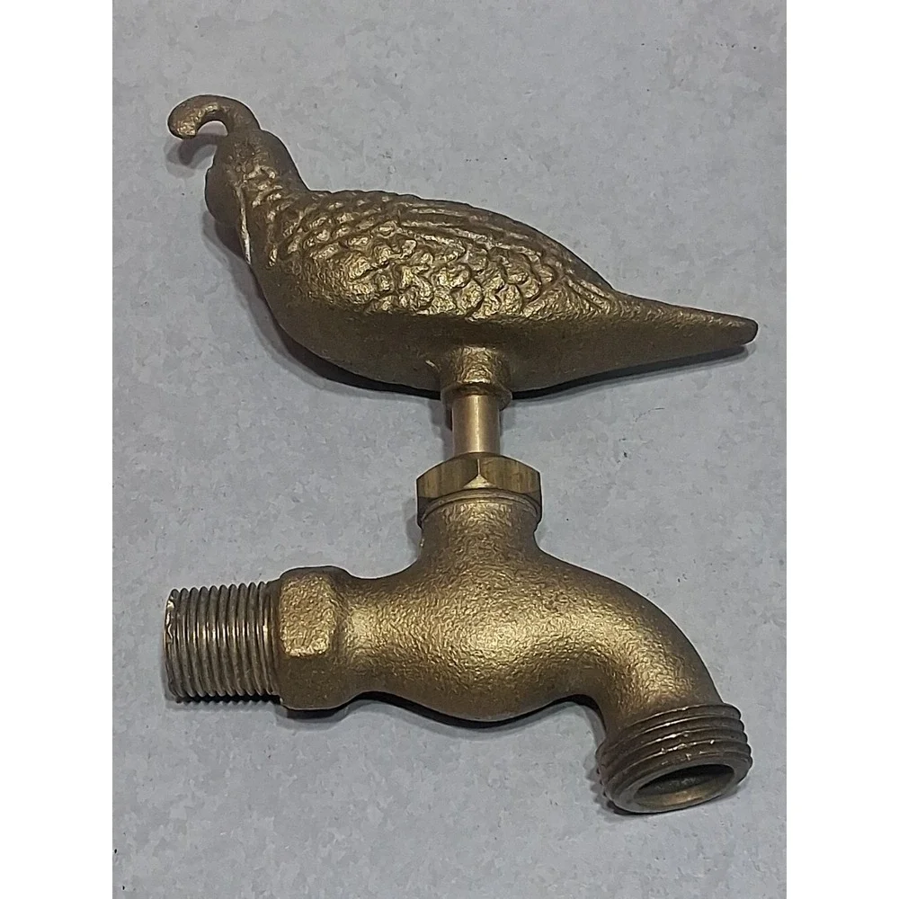 Vintage Solid BRASS BRONZE Quail Handle Spigot Water Faucet 🕊
